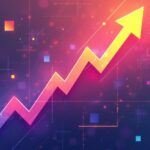 Colorful graph showing growth ending with arrow point up